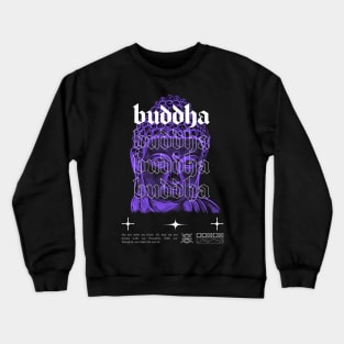 glowing purple buddha head | streetwear | quote Crewneck Sweatshirt